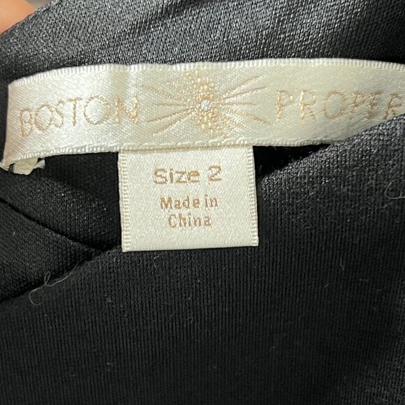 Boston Proper Black Tank Top Faux Leather Mesh Panel Size 2 - Picture 7 of 11